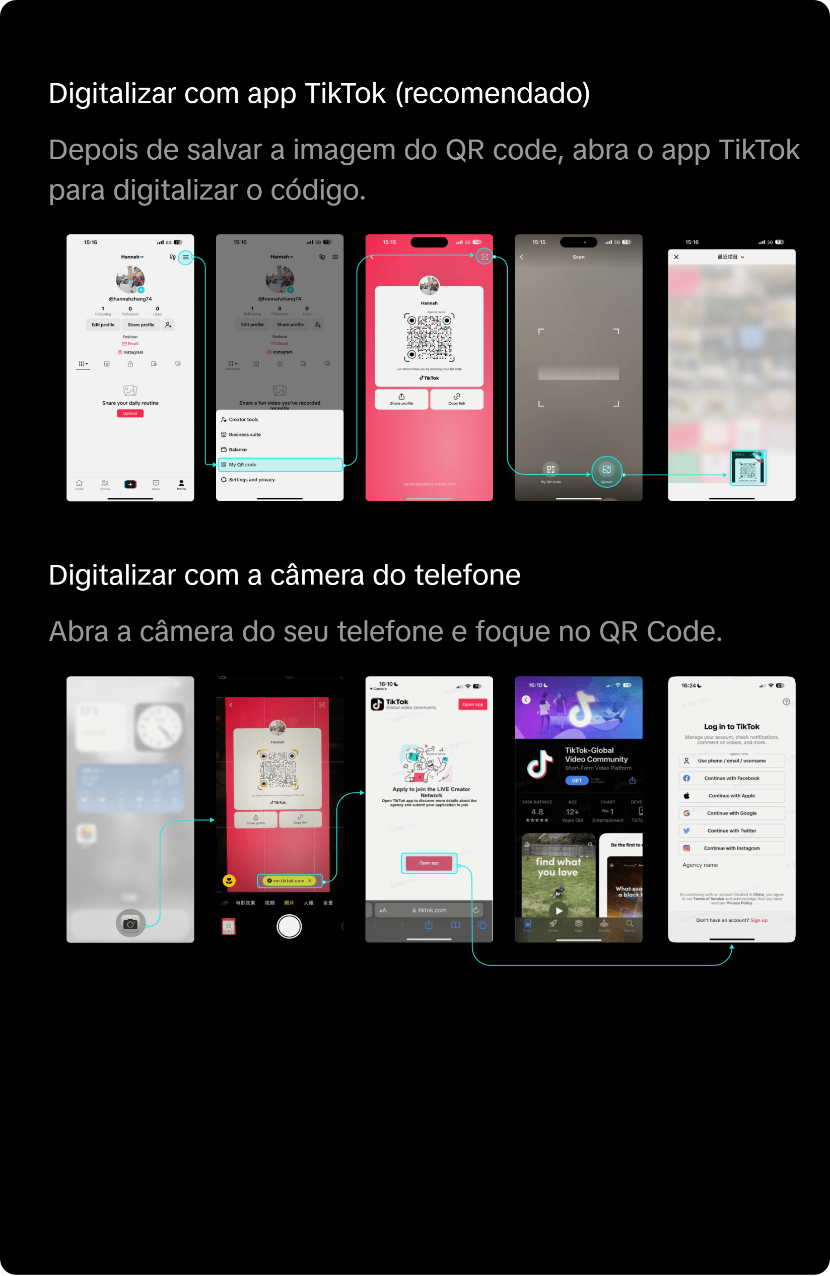 Passo a passo código TikTok